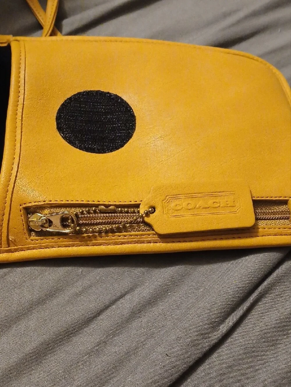 Coach Compact Mustard Yellow Crossbody Bag with Front Zip Pocket